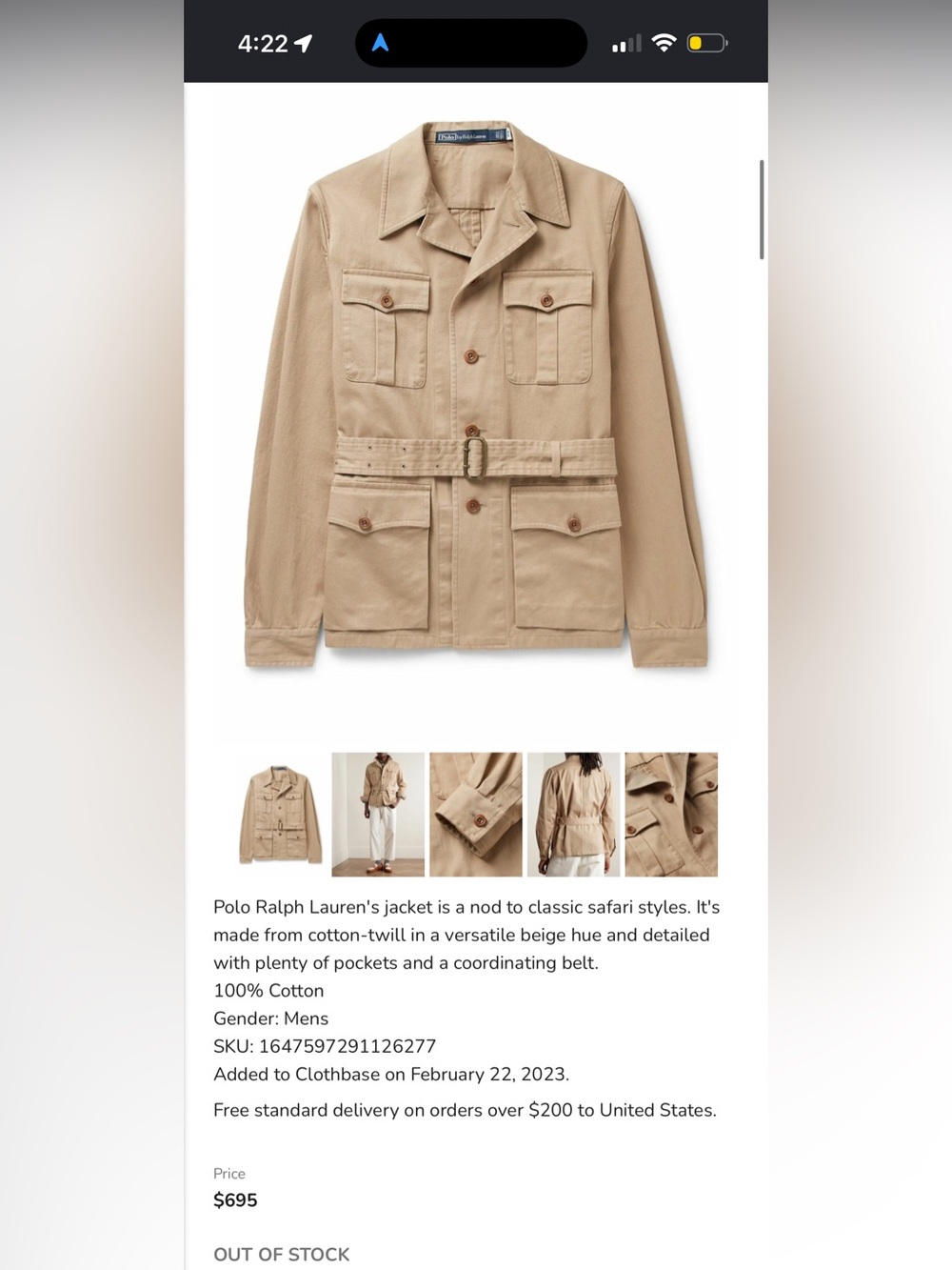 Vintage Ralph Lauren | Mens Jacket | Safari Field Military Cotton - Picture 9 of 9
